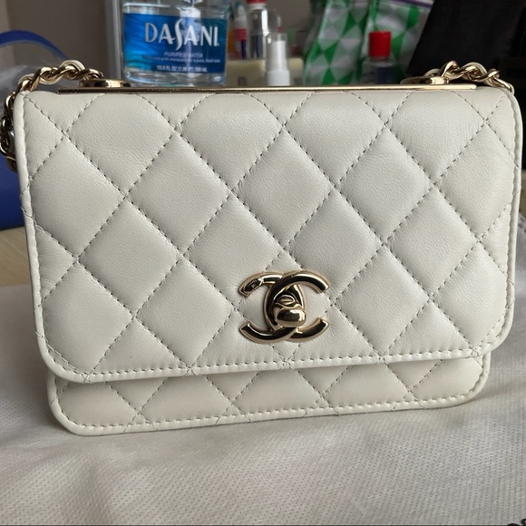 CHANEL Trendy CC Mini Wallet on Chain WOC White Cream Crossbody Bag - Picture 2 of 11